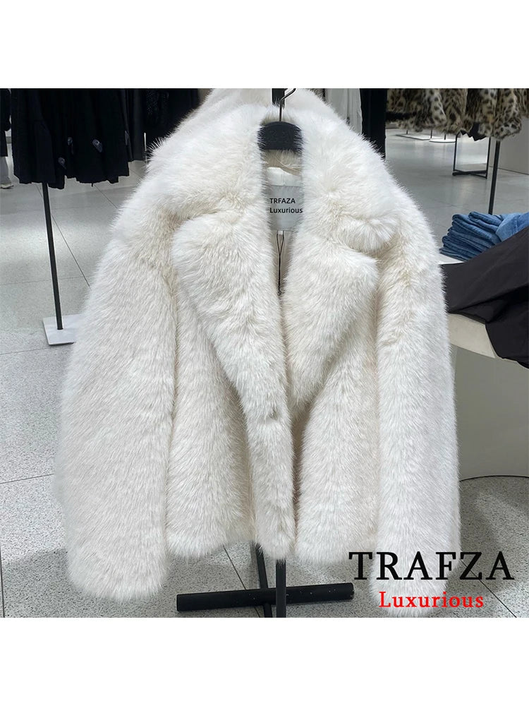 TRAFZA Vintage Faux Fur Women Jackets