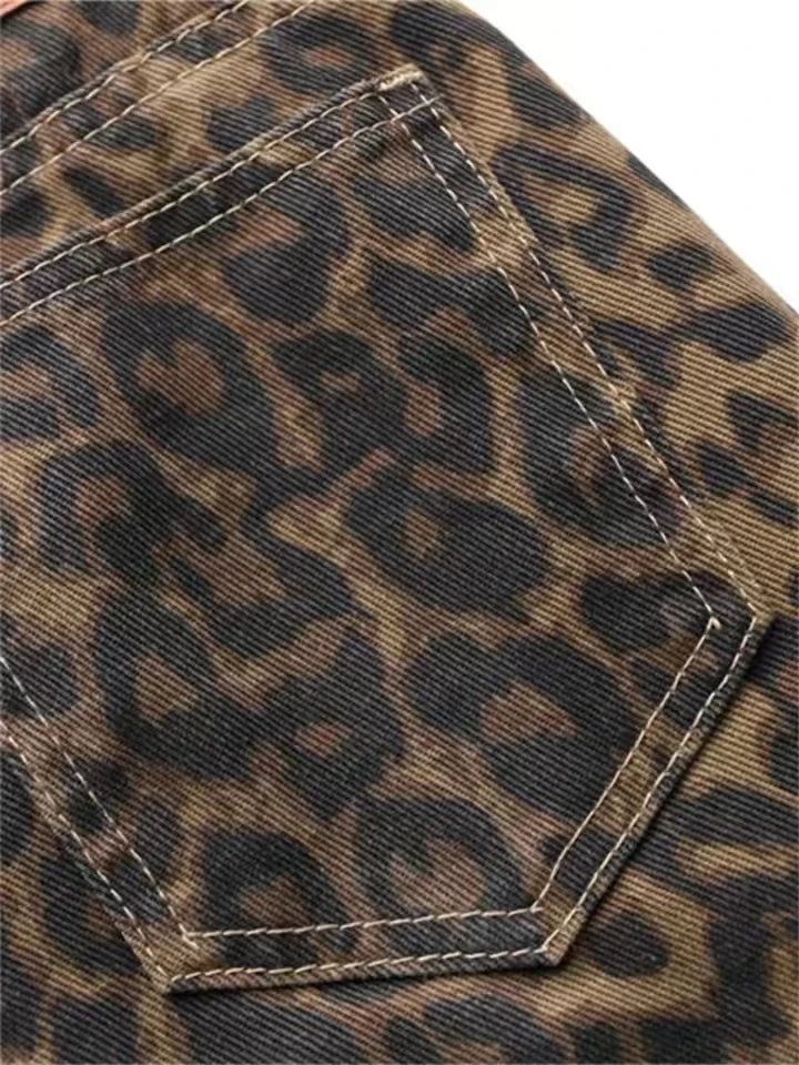 Tan Leopard Jeans Women Denim