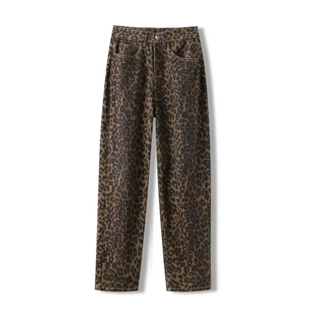 Tan Leopard Jeans Women Denim