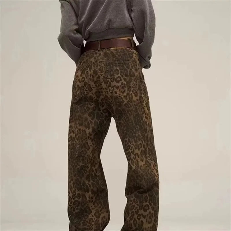 Tan Leopard Jeans Women Denim