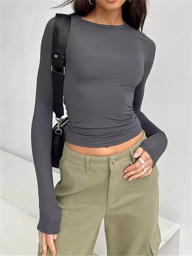 Y2k Crop Top Casual Slim Fit