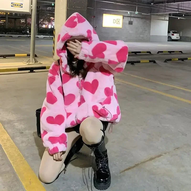 Pink love cotton coat