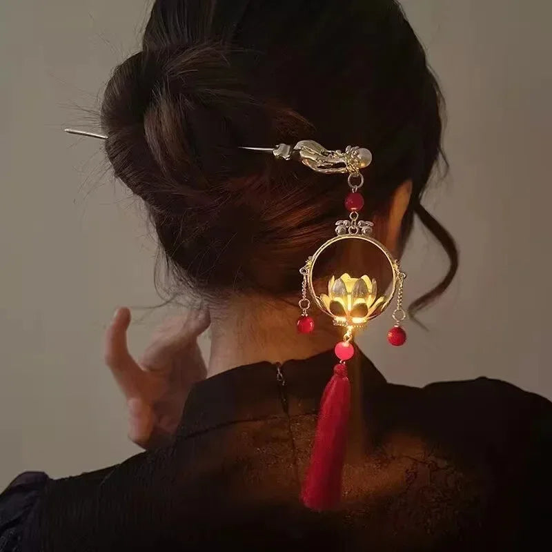 Chinese Rabbit Lantern Hair Sticks LED Light