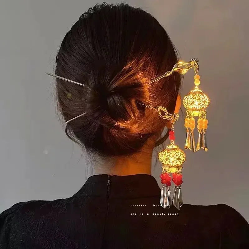 Chinese Rabbit Lantern Hair Sticks LED Light