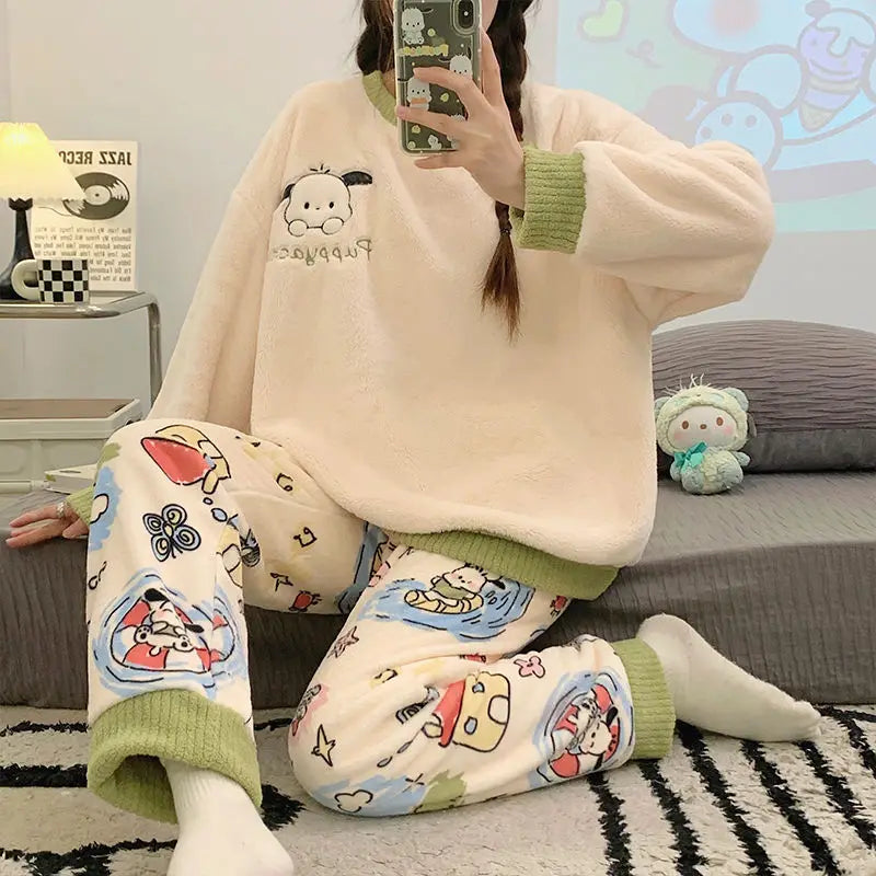 Hello Kitty winter plus velvet warm pajamas