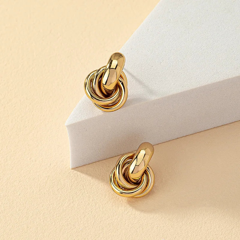 Gold SIlver Color Knot Hoop Earring