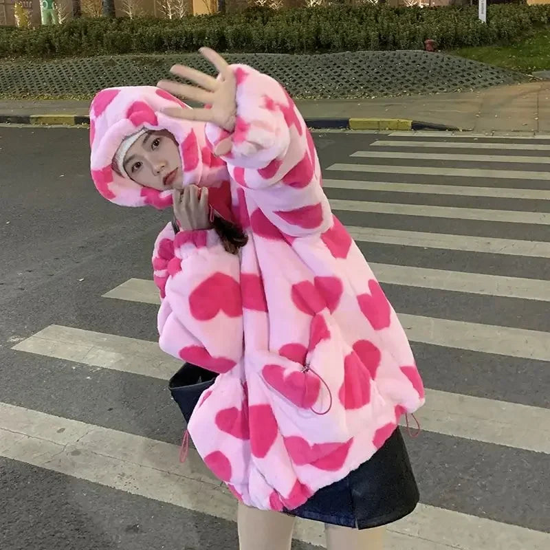 Pink love cotton coat