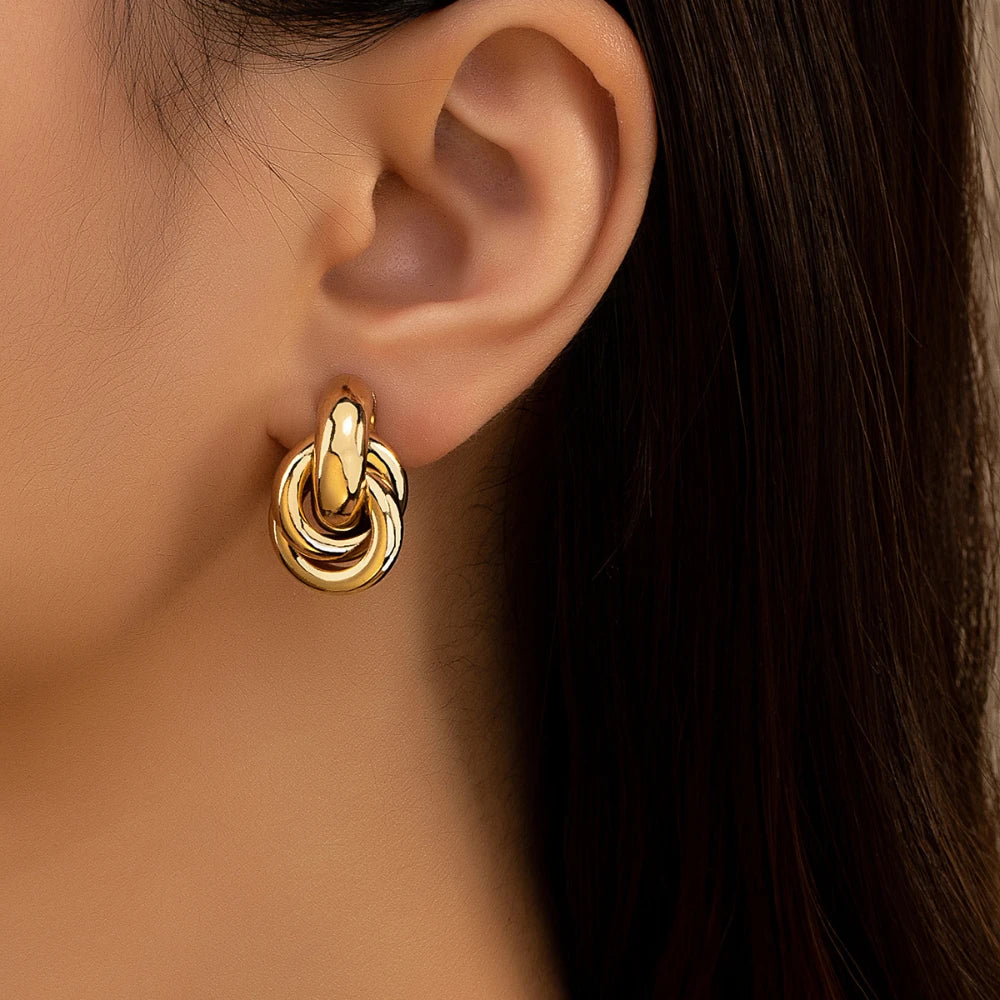 Gold SIlver Color Knot Hoop Earring