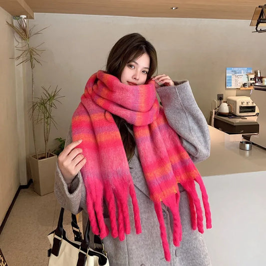 vintage gradient color striped scarf