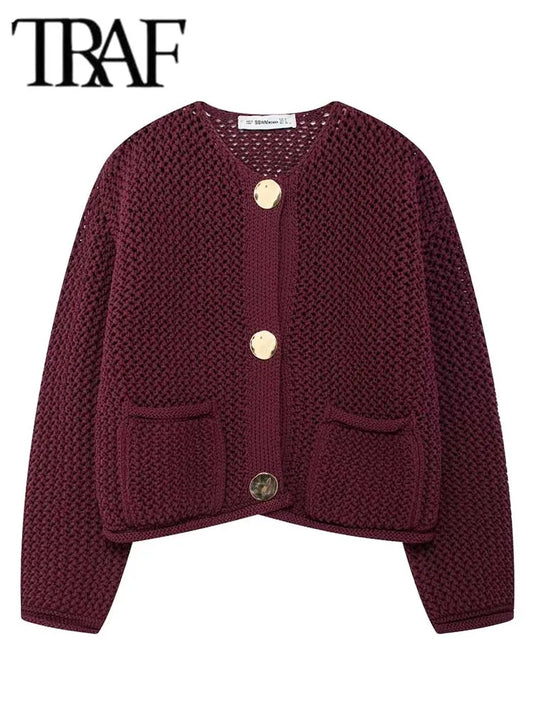 TRAF Autumn Winter Knitted Cardigans