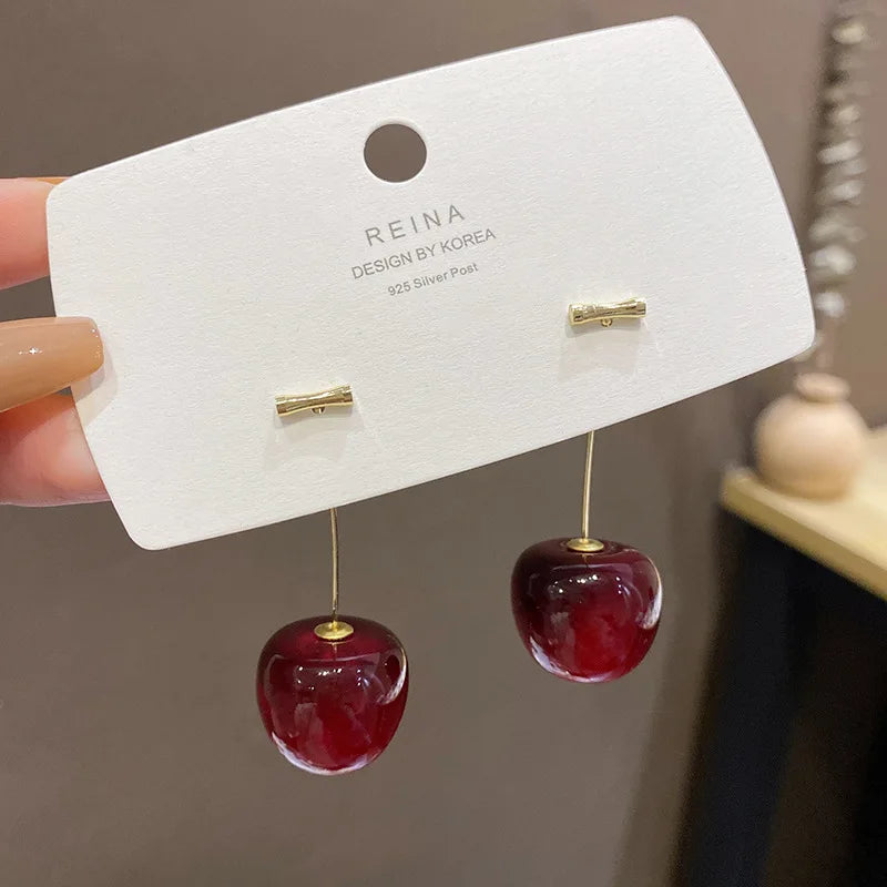 Small Fresh Sweet Lovely Cherry  Earrings