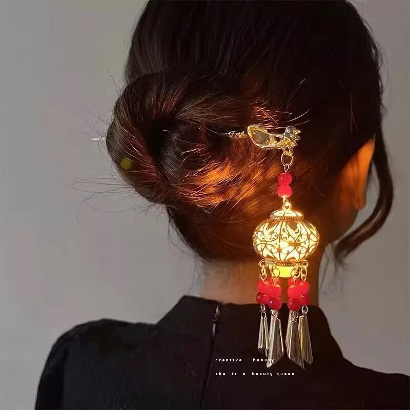 Chinese Rabbit Lantern Hair Sticks LED Light