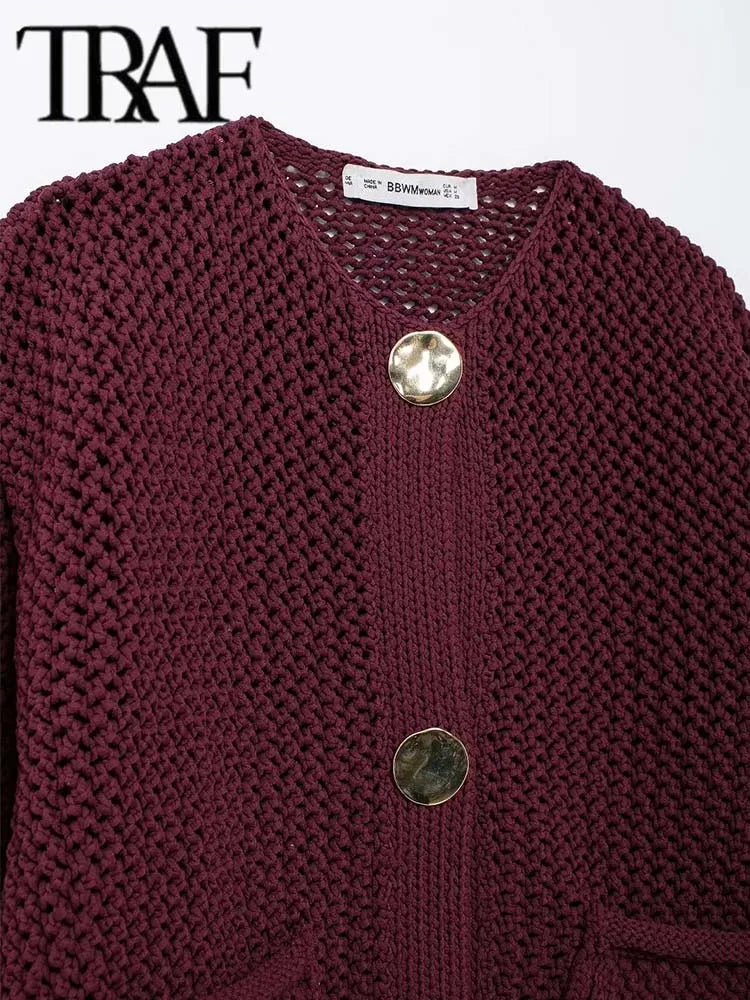 TRAF Autumn Winter Knitted Cardigans