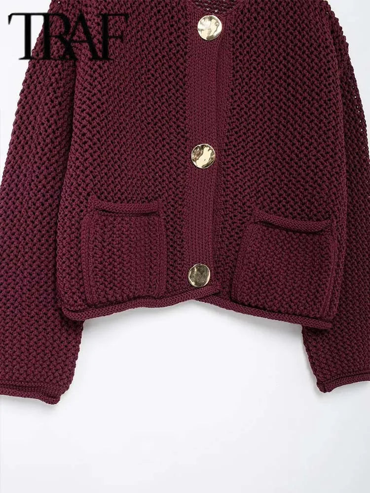 TRAF Autumn Winter Knitted Cardigans