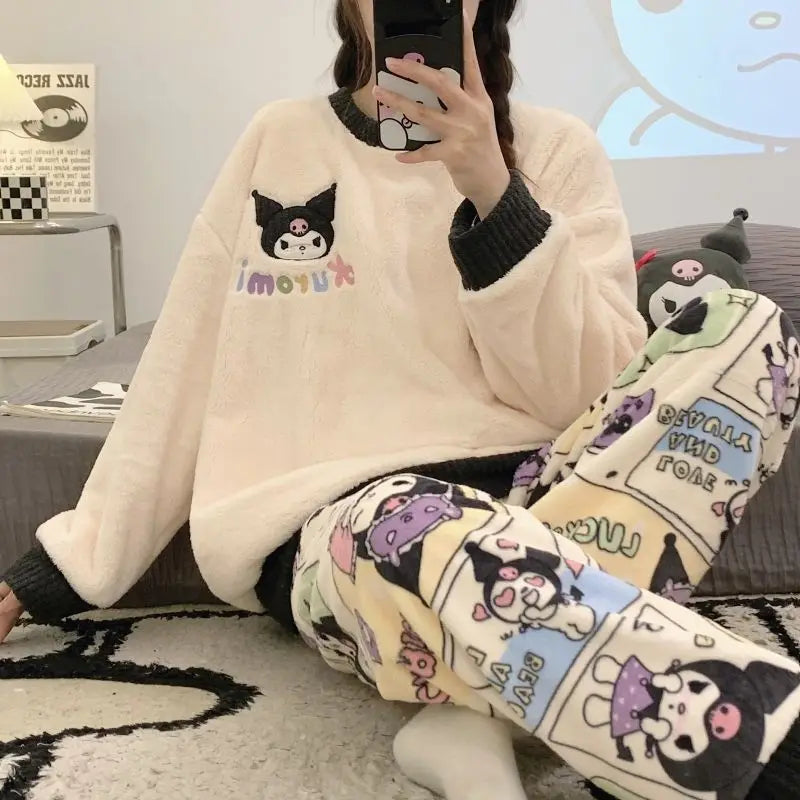 Hello Kitty winter plus velvet warm pajamas