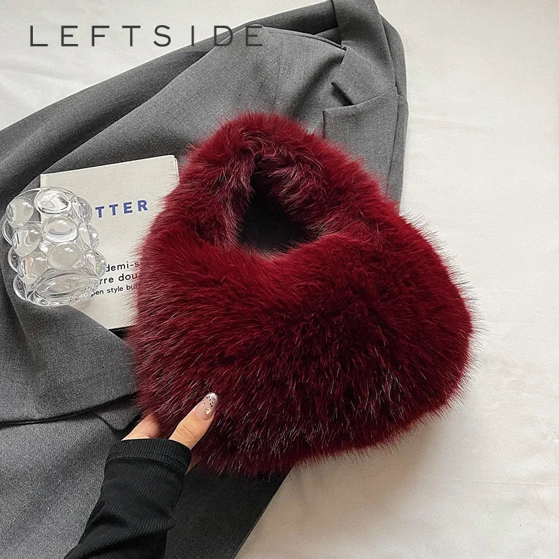 LEFTSIDE Cute Small Faux Fur Shoulder Bags