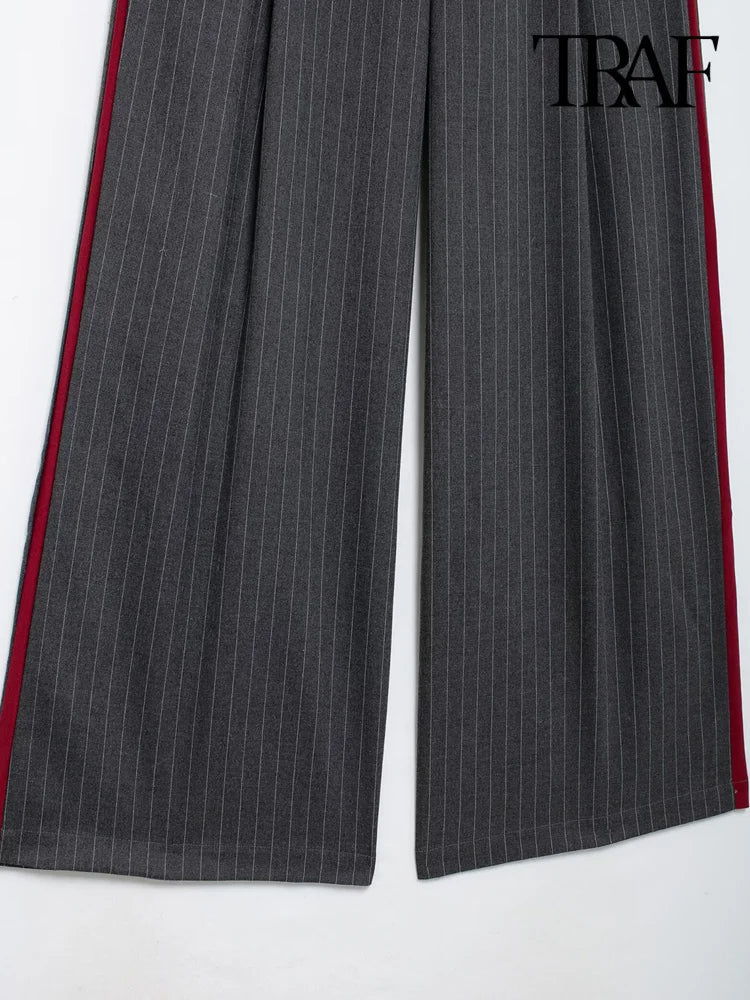 Women's Contrast Side Striped Wide Leg Pants