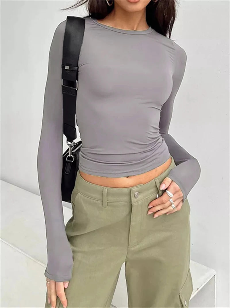 Y2k Crop Top Casual Slim Fit