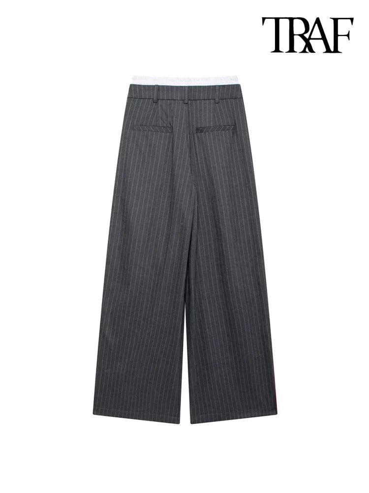 Women's Contrast Side Striped Wide Leg Pants