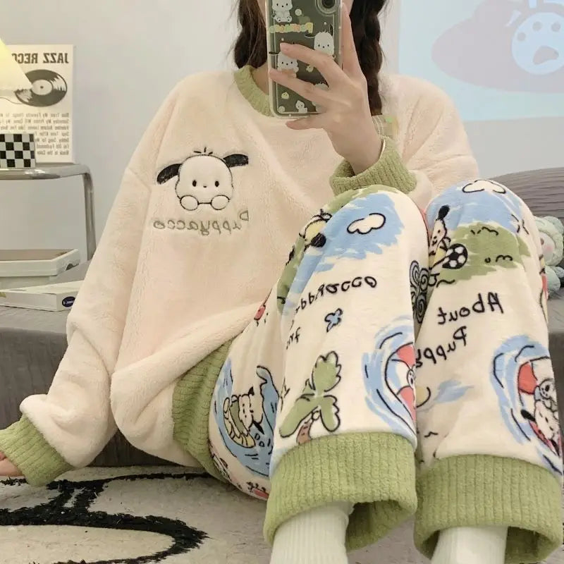 Hello Kitty winter plus velvet warm pajamas