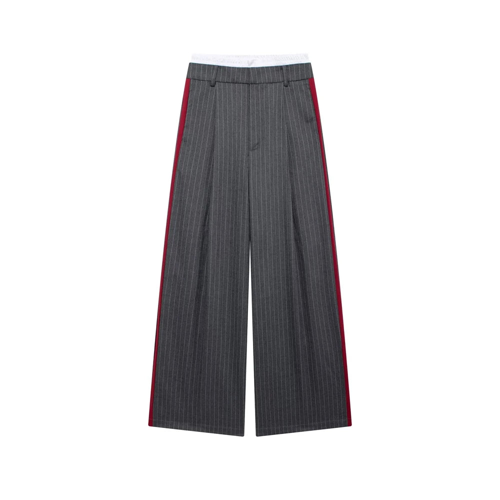 Women's Contrast Side Striped Wide Leg Pants